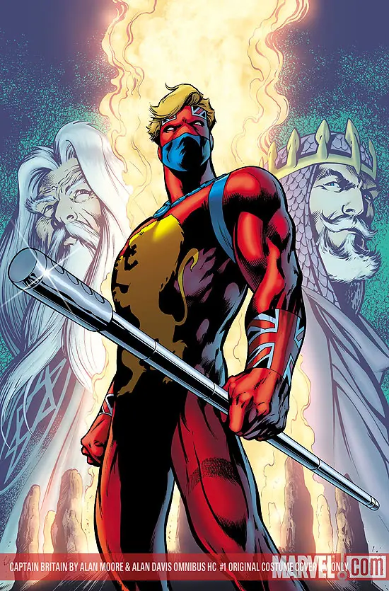 CAPTAIN BRITAIN BY ALAN MOORE & ALAN DAVIS OMNIBUS HC ORIGINAL COSTUME COVER  DM ONLY  (Hardcover)