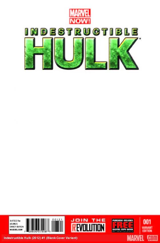 Indestructible Hulk (2012) #1 (Blank Cover Variant)