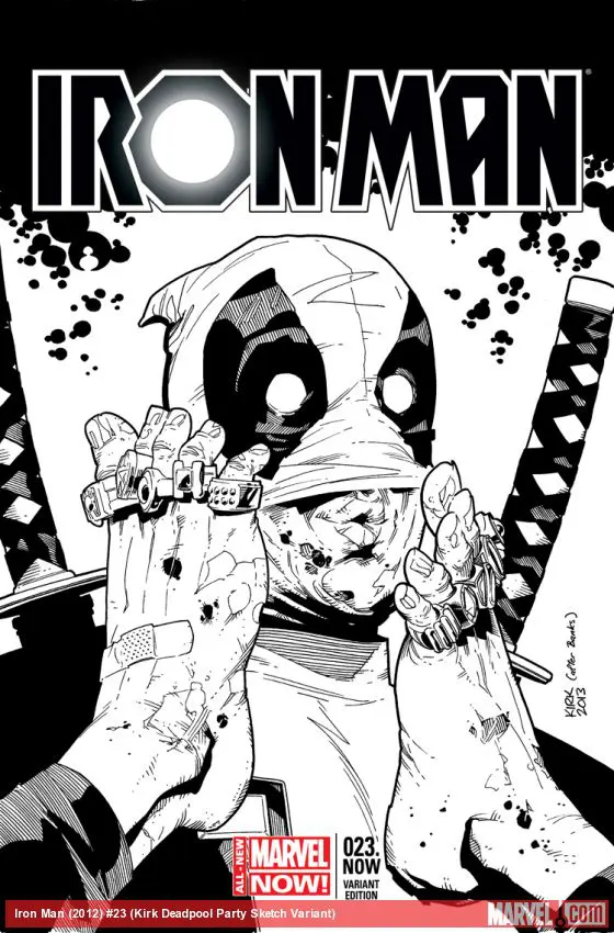 Iron Man (2012) #23 (Kirk Deadpool Party Sketch Variant)