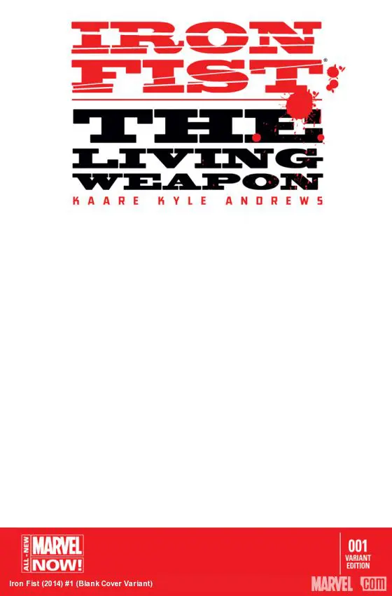 Iron Fist: The Living Weapon (2014) #1 (Blank Cover Variant)